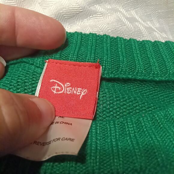 Disney Mickey Mouse Santa Sweater Top Christmas Holiday Green Red White Size XL - Picture 5 of 7
